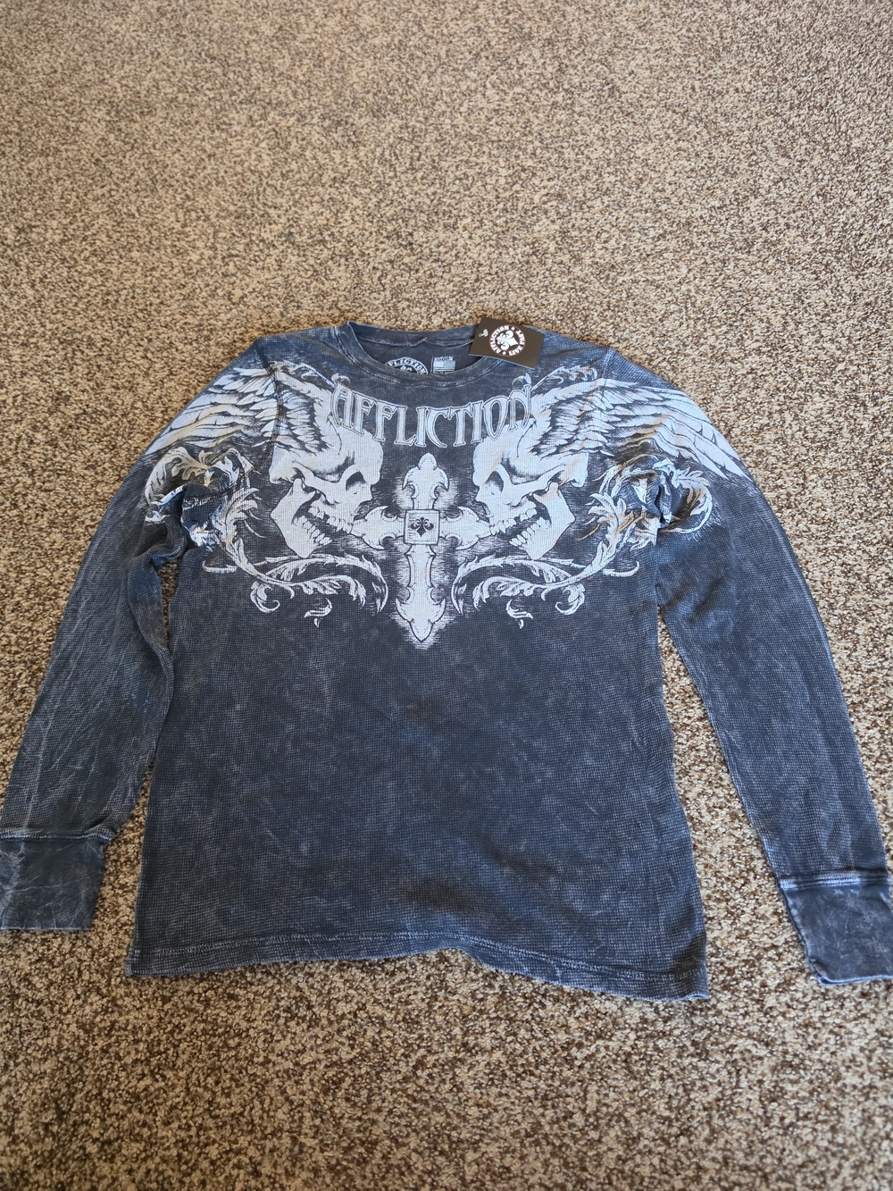 Affliction Winged Up Thermal Shirt Mens Medium Long Sleeve Graphic Tee NWT